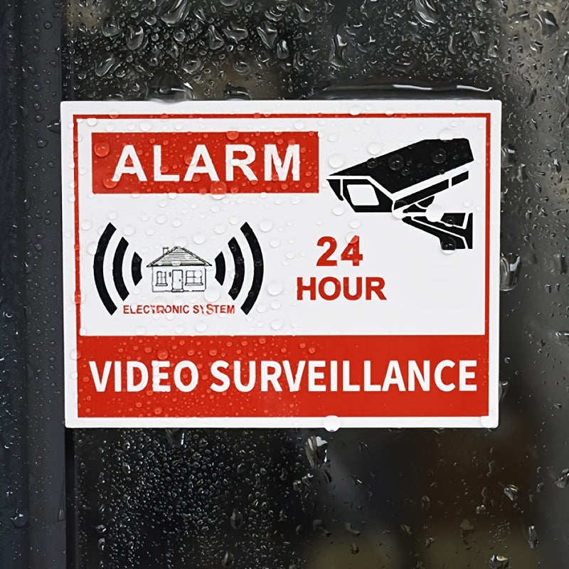 10pcs Video Surveillance Sign 24-Hour Surveillance Vinyl Decal Sticker
