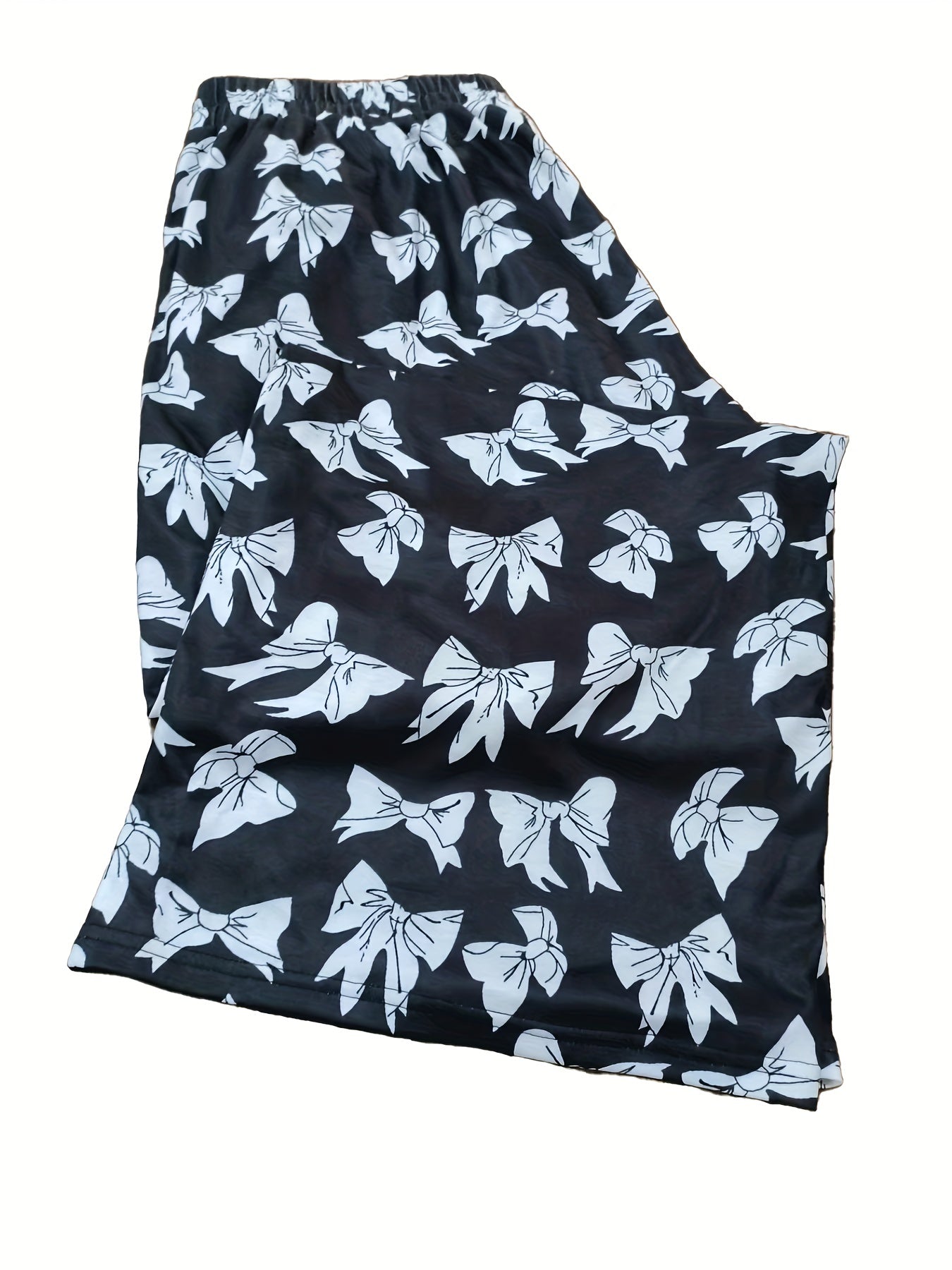 Bow Knot Print Wide Leg Trousers