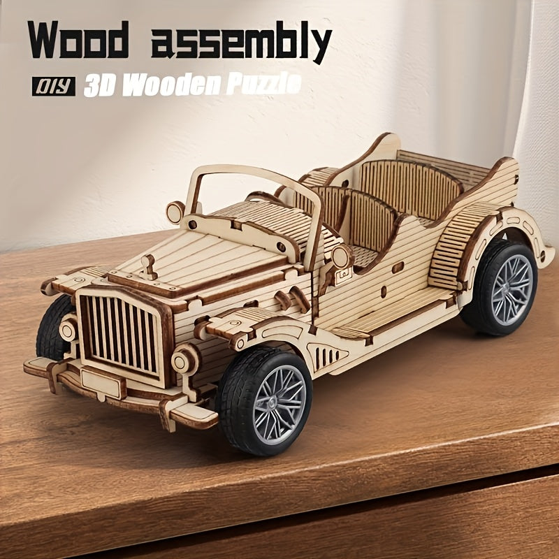 3D Vintage Classic Truck Wooden Puzzle Set DIY Kit