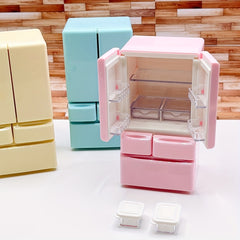 Dollhouse Kitchen Fridge Light Pink w/ Clear Shelves