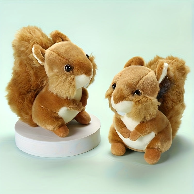 Soft Plush Squirrel Stuffed Animal Toy with Fluffy Fur and Expressive Eyes