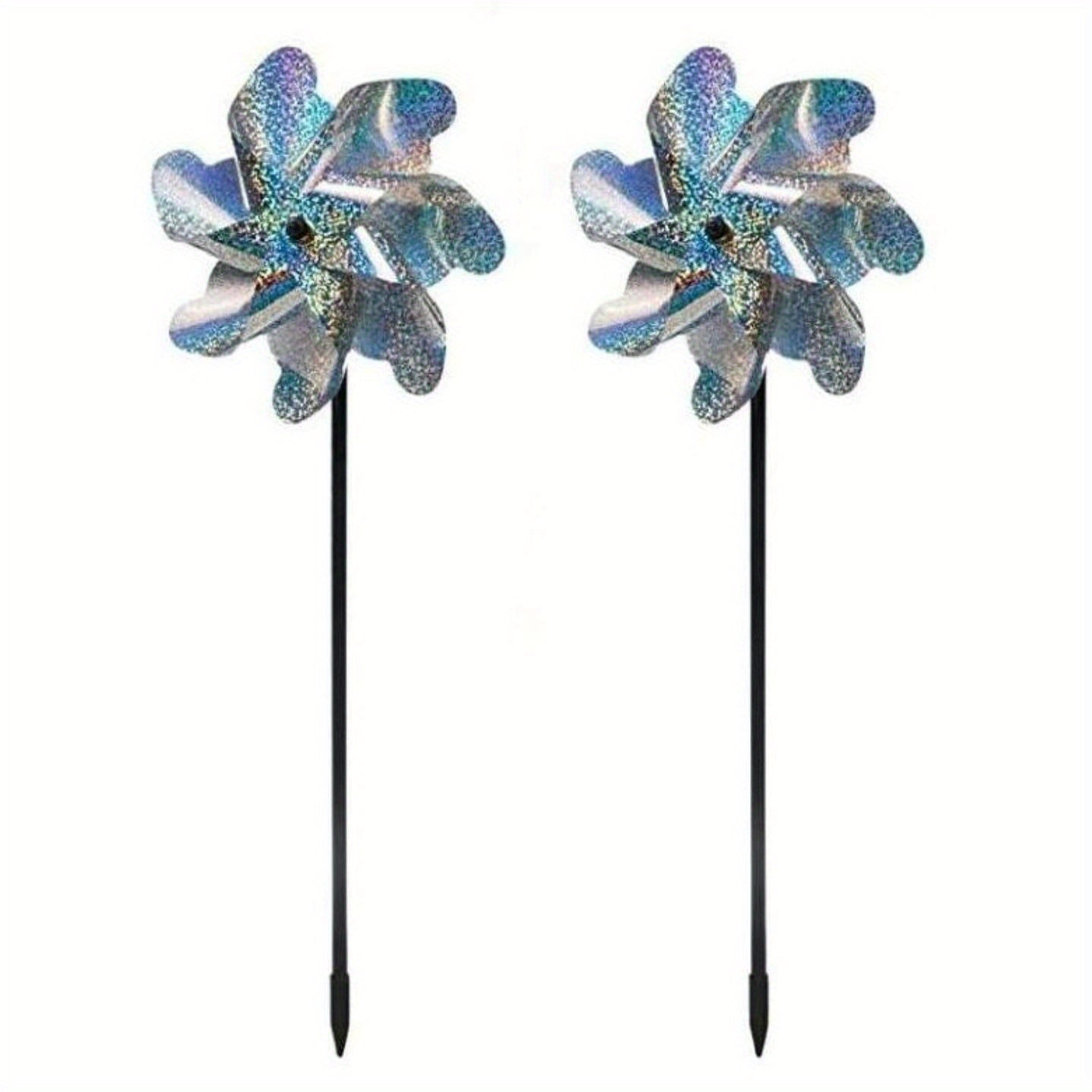 Yellow Holographic Pinwheels for Humane Bird Repellent