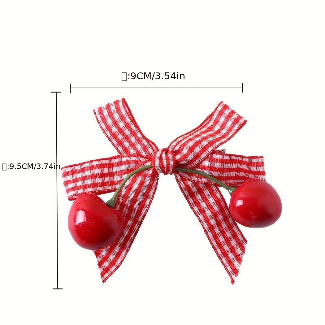 2pcs Cherry Hair Clips Mixed Bowknot Hair Accessories