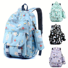 Large Capacity Backpack With Pen Bag Cartoon Bear Lightweight Waterproof