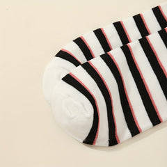 6 Pairs Striped Crew Socks College Style Women's Stockings