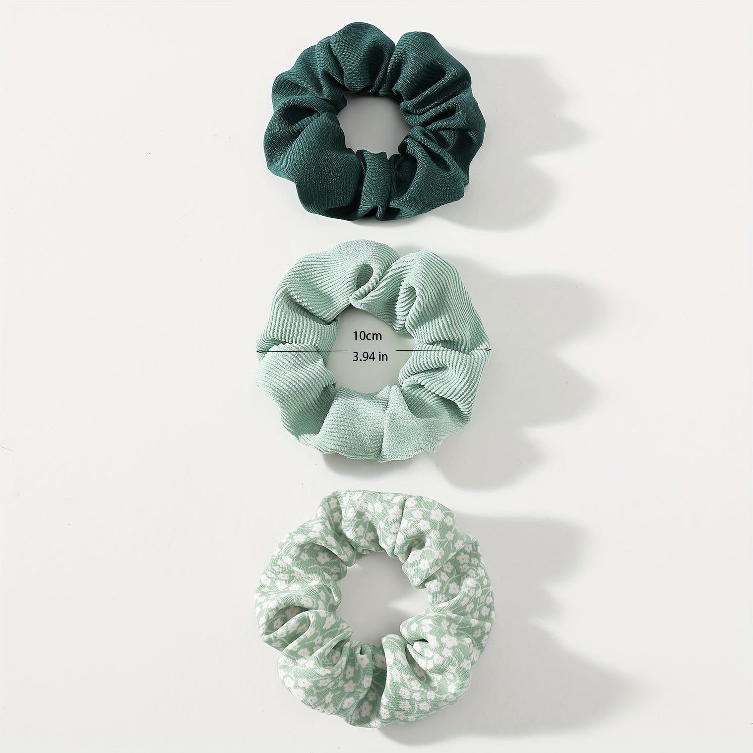 3pcs Floral Solid Hair Scrunchies Soft Fabric Fit Curly Fine Thick Thin Hair
