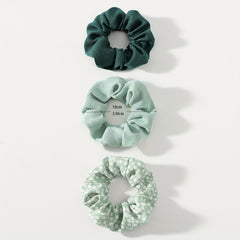 3pcs Floral Solid Hair Scrunchies Soft Fabric Fit Curly Fine Thick Thin Hair