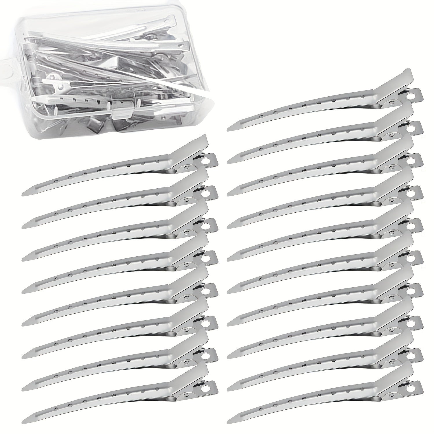 10pcs Silvery Metal Hair Clips for Styling, Salon Tool