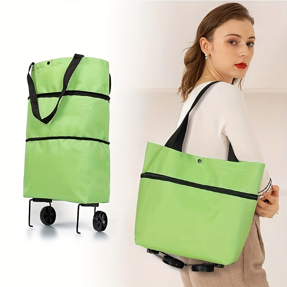 Foldable Shopping Bag with Wheels Large Capacity Luggage Storage