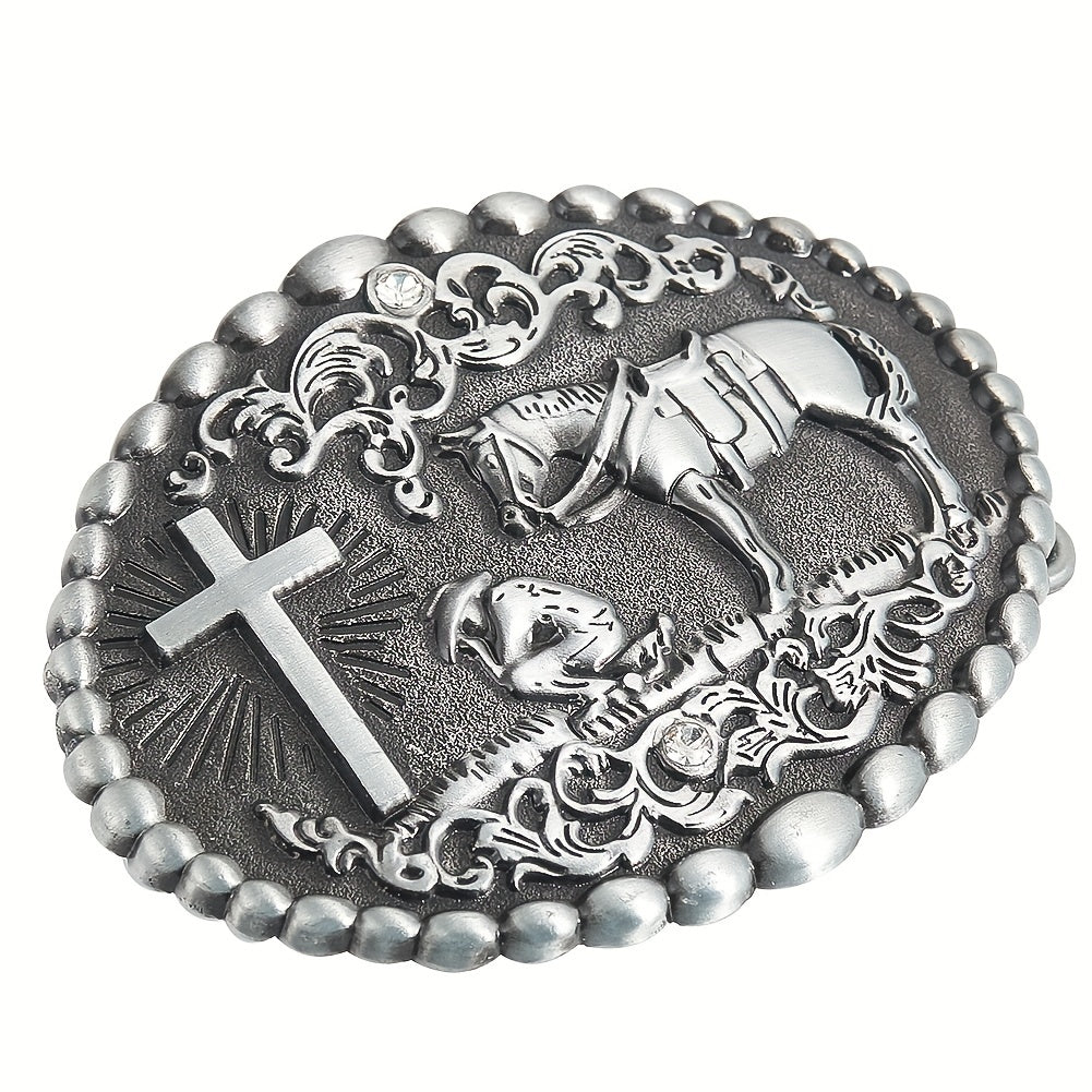 Zinc Oval Embossed Belt Buckle Charm Clasp Hook Jeans Accessory