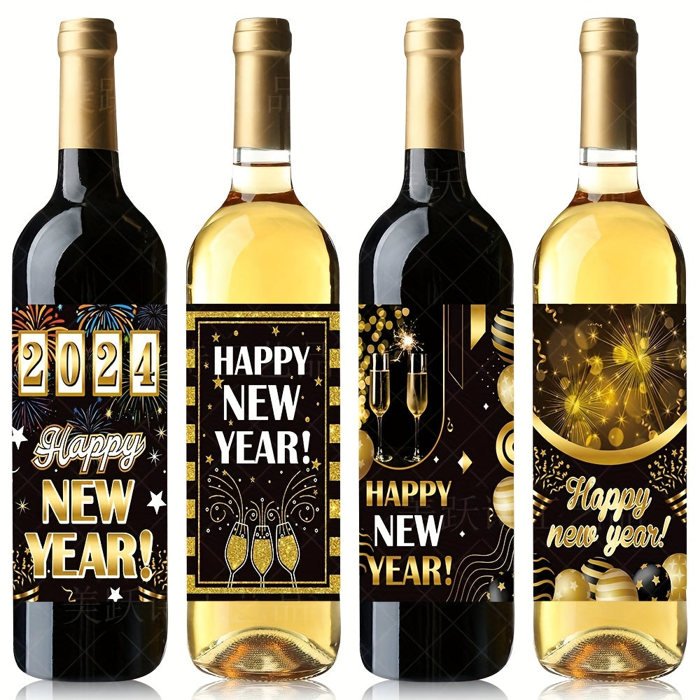 8pcs Happy Year Bottle Sticker Party Decoration