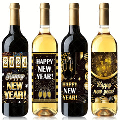 8pcs Happy Year Bottle Sticker Party Decoration