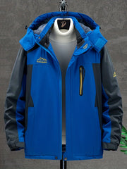 Men's Winter Hooded Jacket Thick Plush Ski Coat Windproof Waterproof