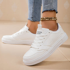 Versatile Faux Leather Skate Shoes Non Slip Sneakers