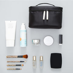 Portable Top Handle Cosmetic Bag Zipper Brush Organizer Makeup Storage Bag