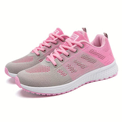 Women's Mesh Sneakers Lace Up Low Round Toe Soft Casual Shoes