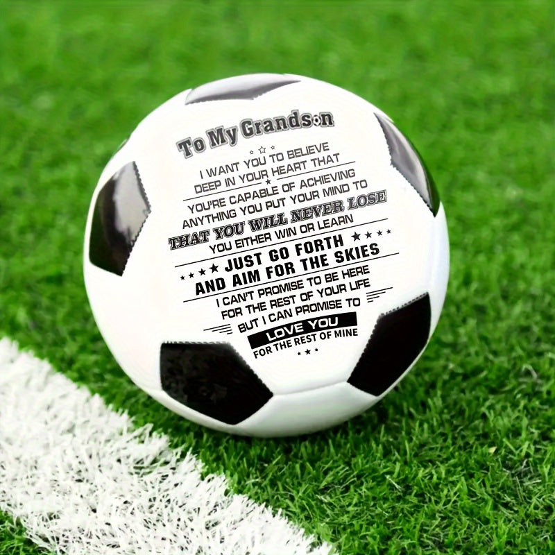 1pc PU Leather Soccer Ball To My Grandson With Pump