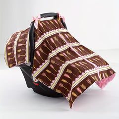 Girls Pink Arrow Arrow Print Car Seat Sunshade Cover Canopy