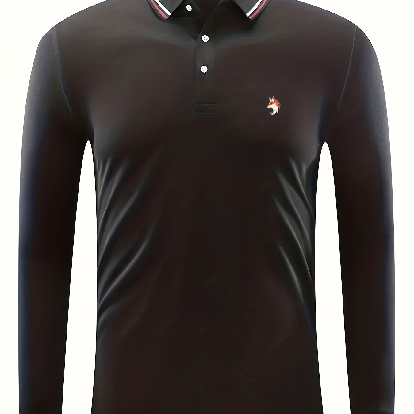Fox Print Men's Casual Long Sleeve Polo Shirt