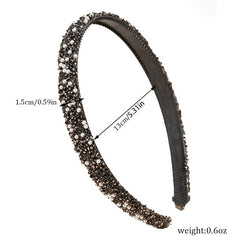 Vintage Thin Hairband Rhinestone Solid Sequin Headband
