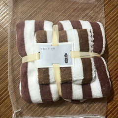 2pcs Striped Towel Set Soft Comfortable Hand Towel Bath Towel Absorbent Towels
