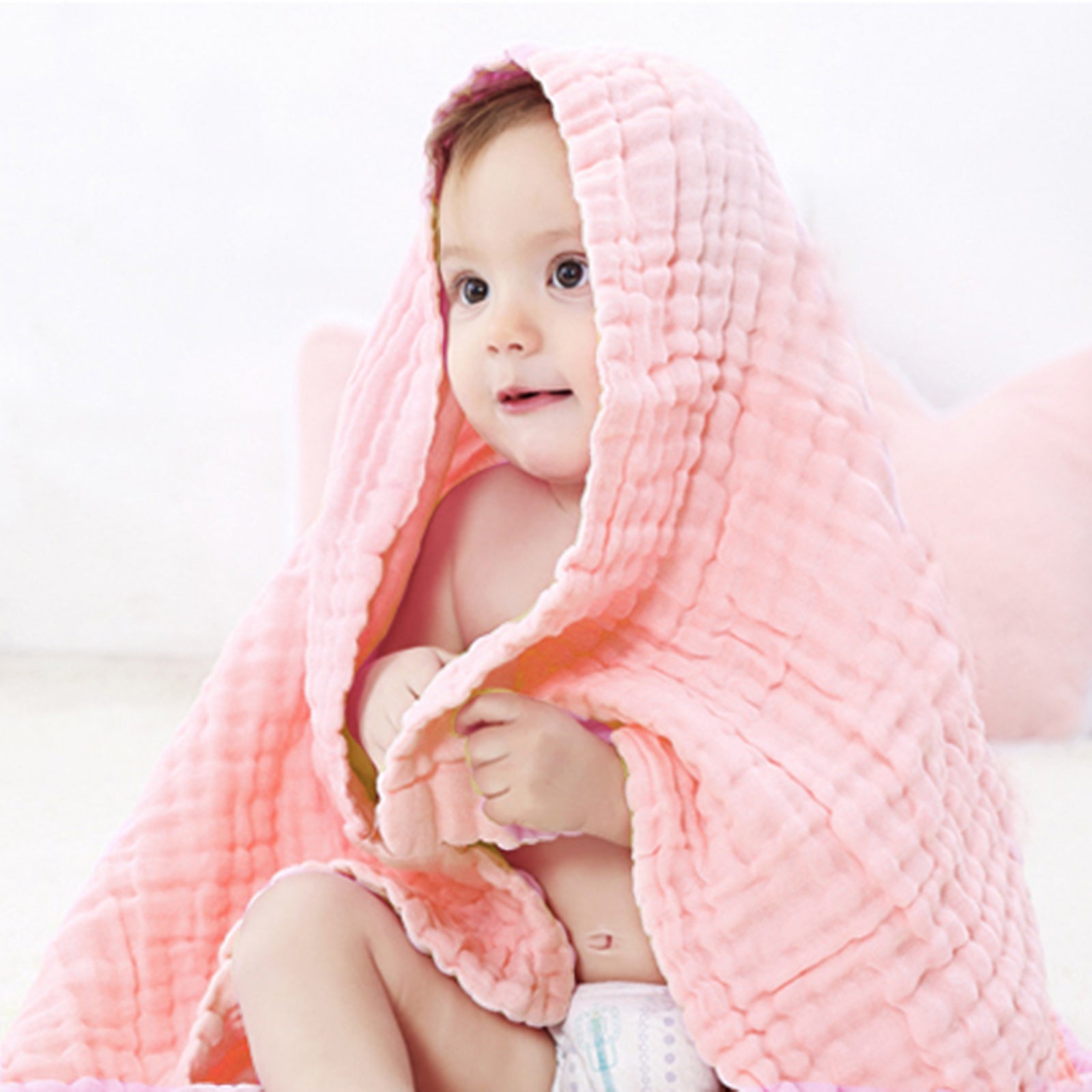 Soft Cotton Baby Muslin Bath Towels Large Swaddle Receiving Blankets 41x41 Inc