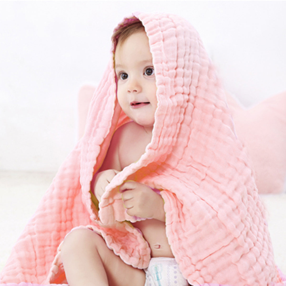 Soft Cotton Baby Muslin Bath Towels Large Swaddle Receiving Blankets 41x41 Inc