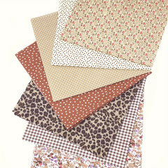 7pcs Coffee Floral Cotton Fabric Quilting Patchwork Fat Quarter Bundles