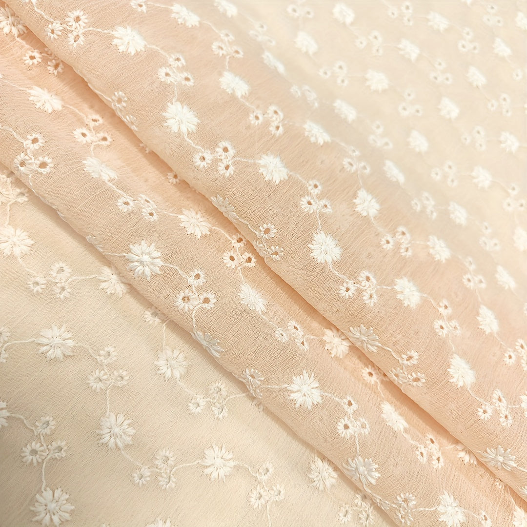 1yd Comfortable Embroidered Chiffon Fabric for DIY Clothes Pants Dress