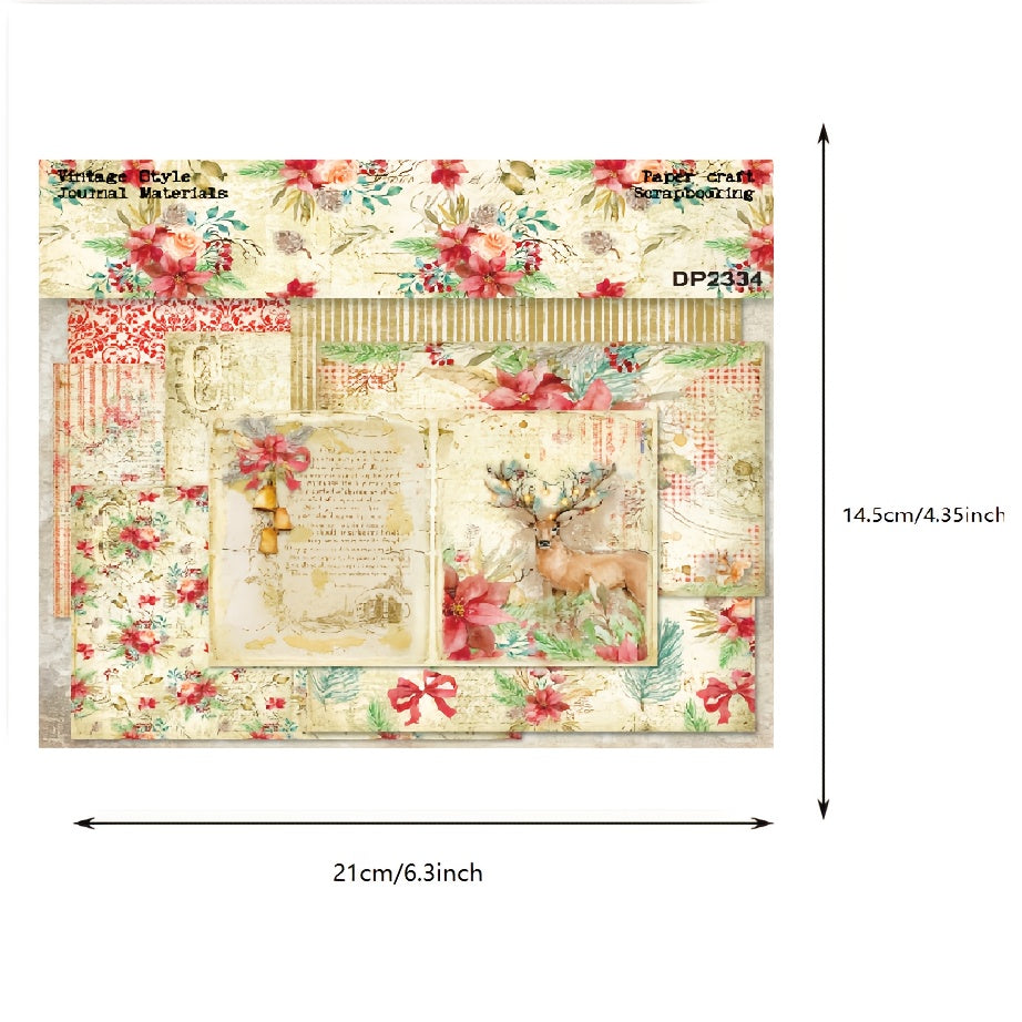 8pcs A5 Single Sided Pattern Paper Merry Christmas Background