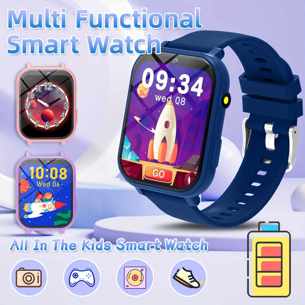 Kids Smart Watch with Educational Games & Camera Purple