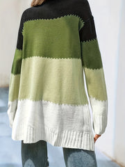  Colorblock Open Front Cardigan
