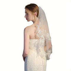Floral Tulle Bridal Veil Long Wedding Hair Accessory