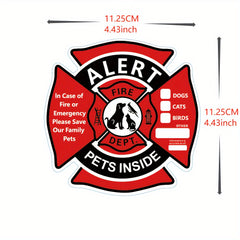 5 Pack Pet Alert Safety Fire Rescue Stickers Emergency Pet Interior Decal