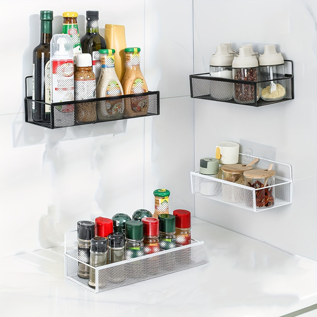 Kitchen Wall Hanging Rack for Spices Storage - Space Saving