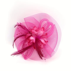 Red Mesh Flower Fascinator Vintage Pillbox Hat Hair Clip