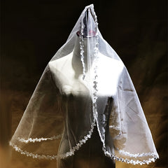Floral Embroidered Lace Bridal Veil for Weddings