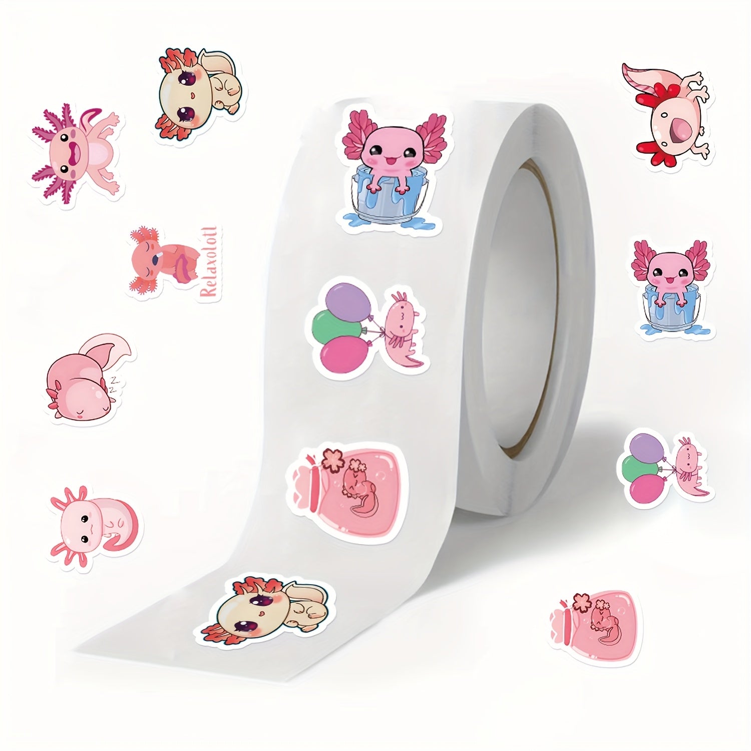 500 Reusable Axolotl Stickers - Vinyl Material