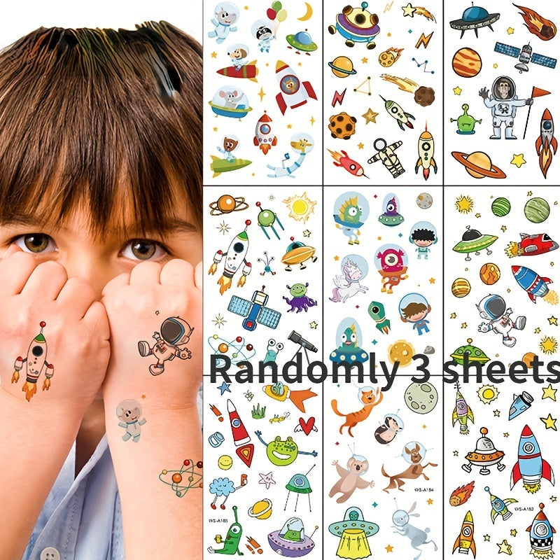 Spaceship Unicorn Robot Tattoo Stickers Waterproof