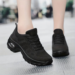Women's Solid Air Cushion Jazz Dance Shoes Lace-Up Mesh Sneakers