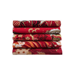 5pc Bronzing Cotton Patchwork Cloth Japanese Floral DIY Decoration