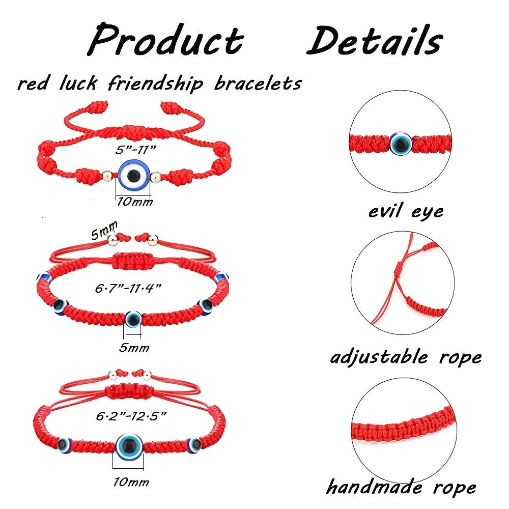 18 Pcs Red Devil Eye Protection Bracelet Adjustable Mexican Bracelet