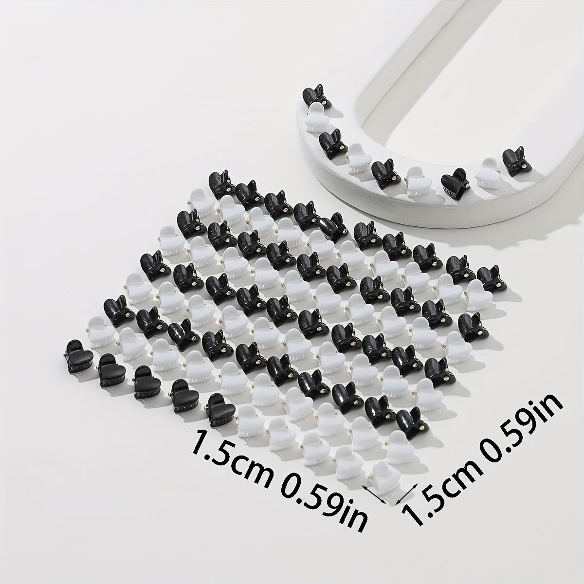 100pcs Mini Glossy Hair Claw Heart Shaped Hair Claw Nonslip Ponytail Holder