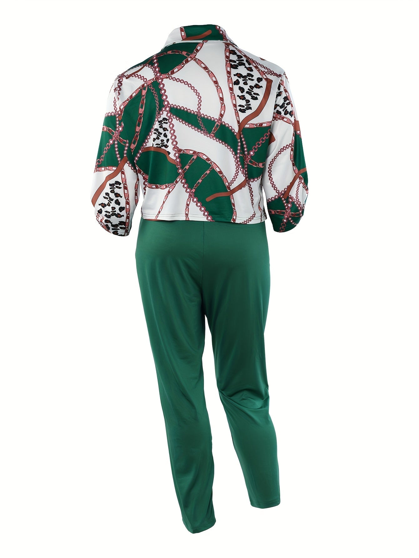 Women's Plus Chain Print Shirt & Leggings Two Piece Set