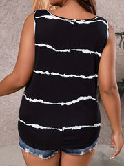  Stripe Print Criss Cross V Neck Tank Top