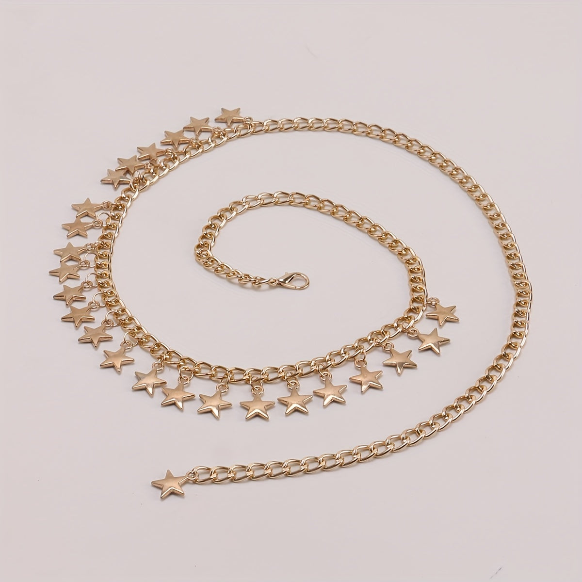 Golden Star Pendant Waist Chain Boho Metal Chain Belt Dress Girdle Women