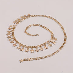 Golden Star Pendant Waist Chain Boho Metal Chain Belt Dress Girdle Women