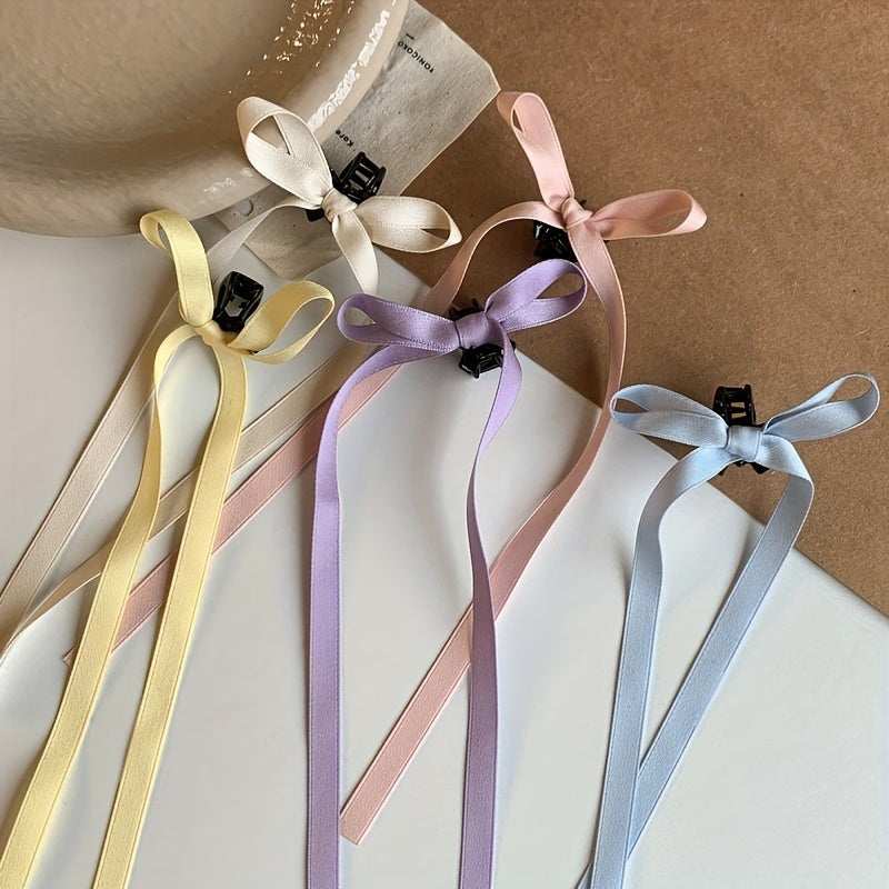 Y2K Girls Ribbon Bow Hair Claw Mini Shark Claw