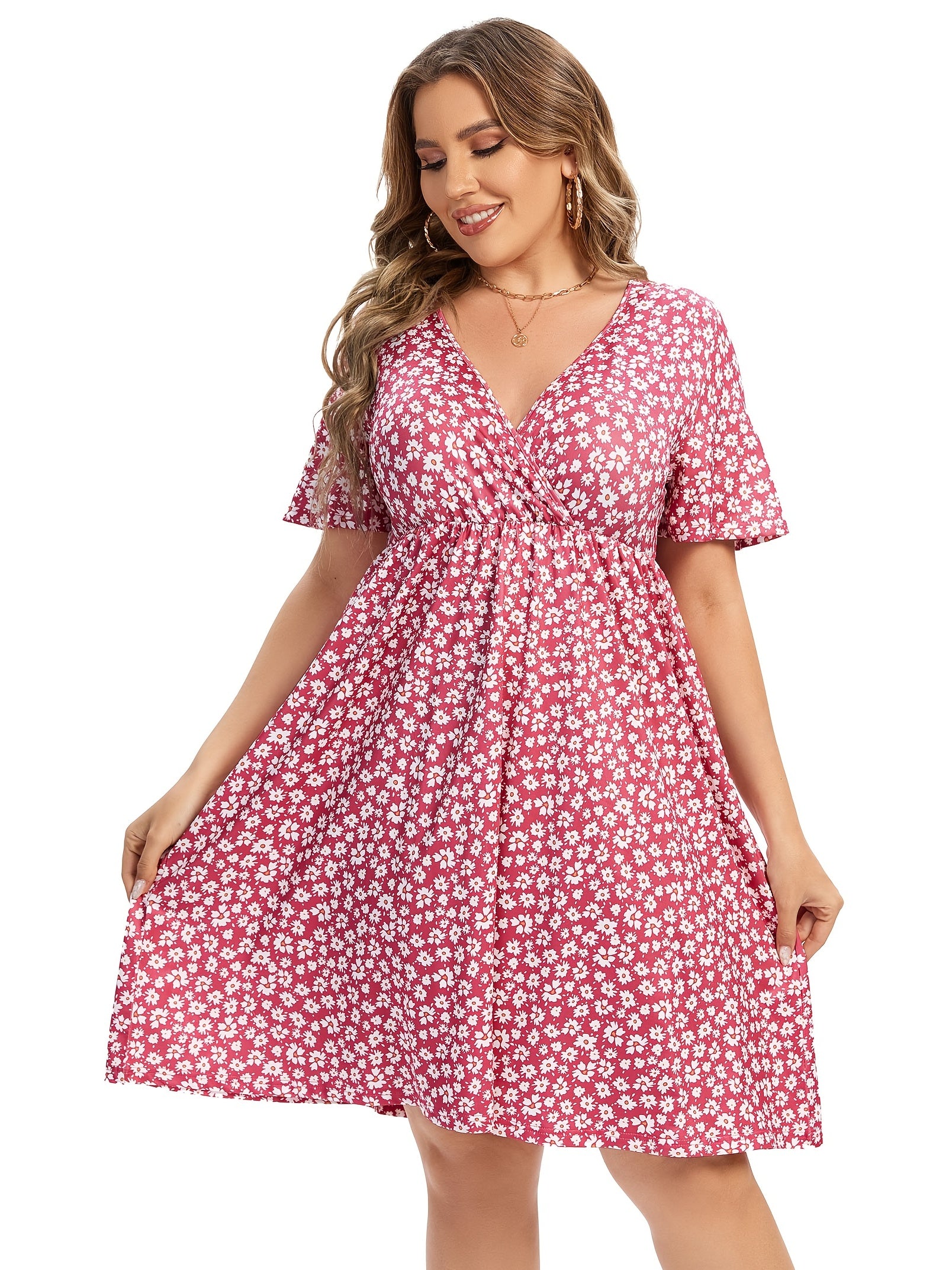  Women's Ditsy Floral Print Dress