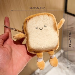 Cartoon Toast Shaped Coin & Earbud Pouch Portable Storage Bag